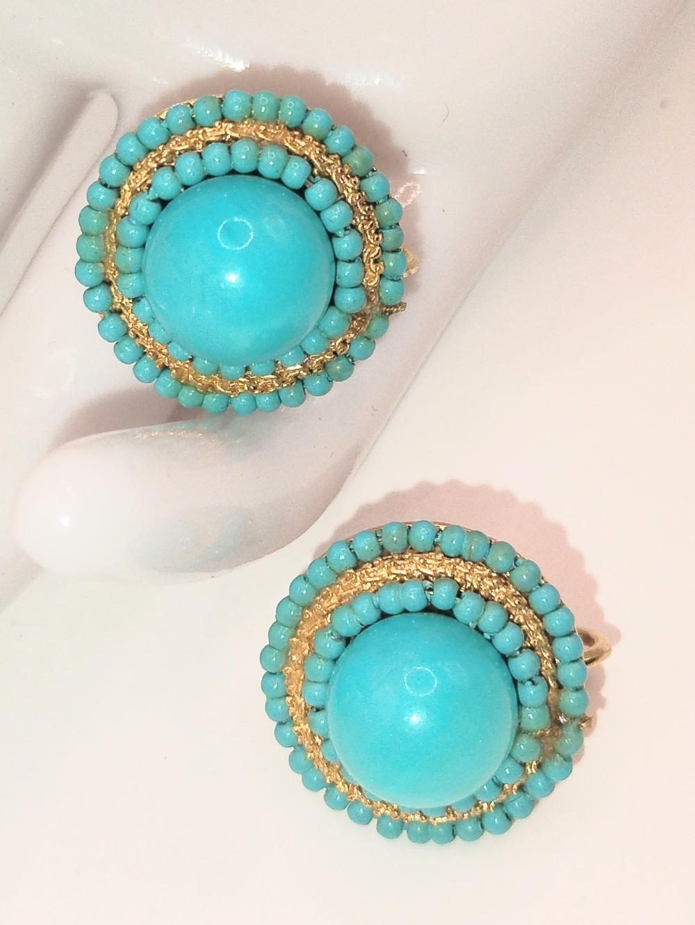 Vintage Schiaparelli  Faux Tourquise Earring Set
